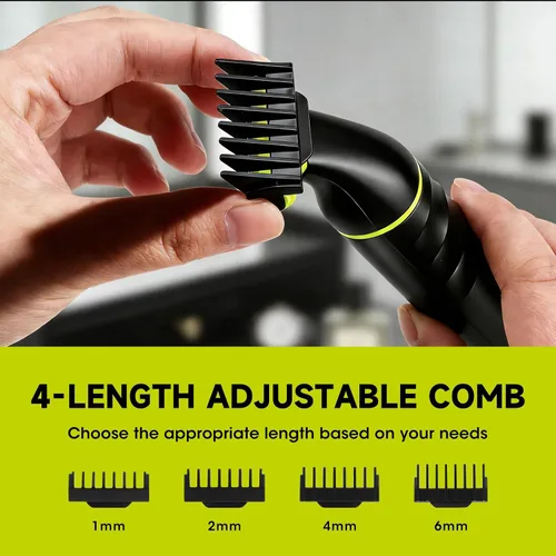 Vista 7 de Lanumi Kit de aseo 2 en 1 para hombre, recortadora de barba recargable inalámbrica, IPX7, maquinilla de afeitar eléctrica impermeable para nariz