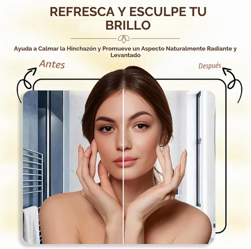 Vista 3 de Cepillo facial de contorno linfático 3PCS con herramienta Guasha de acero Rosa