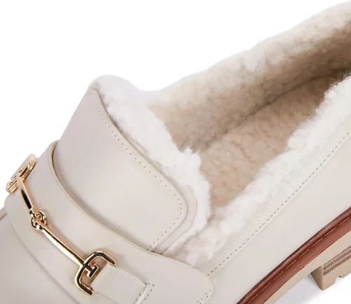 Vista 5 de VETASTE Mocasines clásicos de tacón grueso con plataforma y suela de lengüeta para mujer, con puntera redonda, zapatos Oxford con cadena de metal