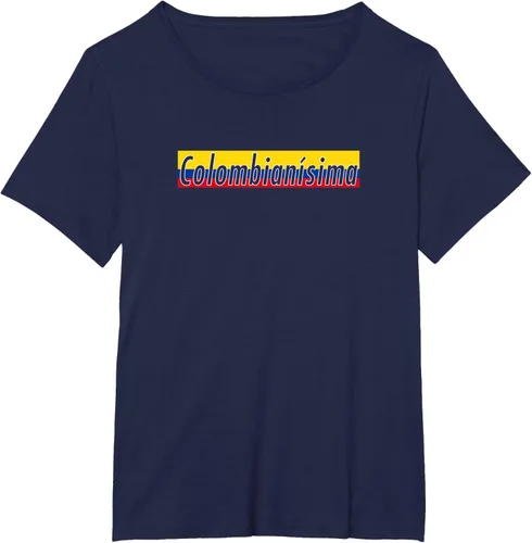 Vista 17 de Camisas Colombianisima Colombia para mujer Bandera de Colombia, Negro, S