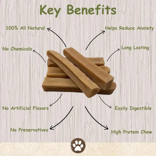 Vista 2 de Top Dog Chews Queso de yak del Himalaya mediano para perros, 100% naturales y de larga duración, palitos de queso digeribles y sin gluten, vendido