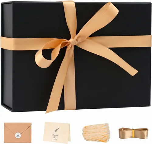 Vista 41 de LIFELUM Caja de regalo de 13.5 x 10 x 4 pulgadas, caja de regalo grande con tapas magnéticas, cajas de regalo negras para regalos de graduación