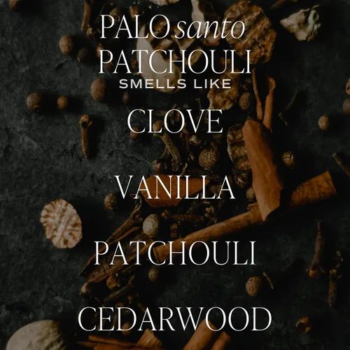 Vista 2 de Sweet Water Decor Palo Santo - Vela de pachulí – Clavo de soja, vainilla, pachulí, vela de spa perfumada de madera de cedro para el hogar, tarro
