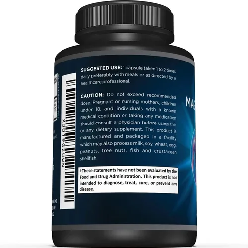 Vista 3 de Cápsulas de citrato de magnesio de primera calidad – Potente suplemento de óxido de magnesio y citrato de 500 mg – Ayuda a apoyar huesos, músculos