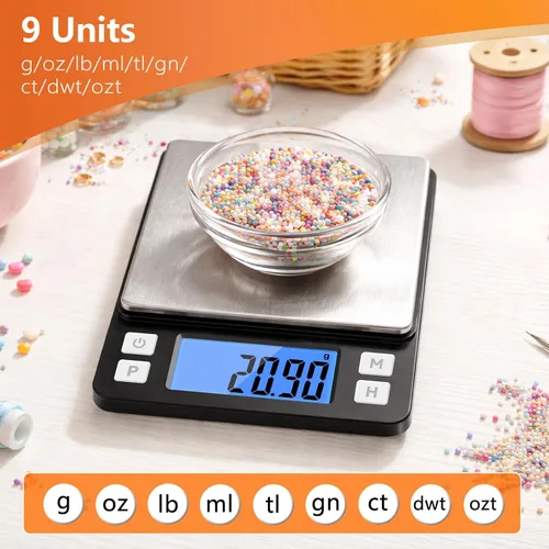 Vista 7 de BOMATA - Báscula de joyería de alta precisión de 0.00 oz, escala digital de gramos, color negro Small & Portable Design with Hold, Tare & Counting