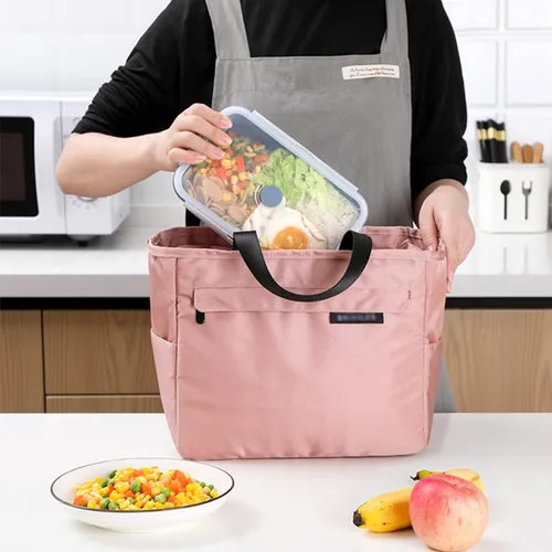 Vista 4 de Bolsa de almuerzo para adultos, bolsa térmica con aislamiento, bolsas de almuerzo reutilizables para mujeres/hombres para oficina, trabajo, picnic