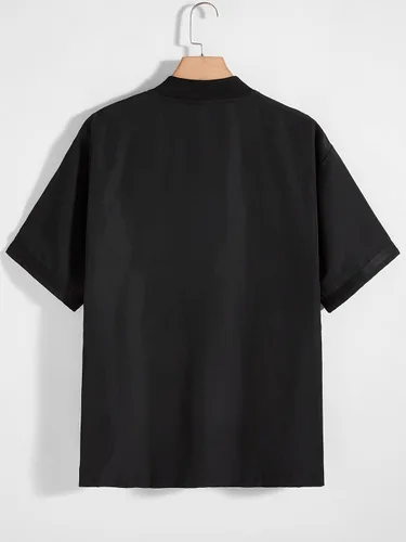 Vista 2 de SOLY HUX Camisa de manga corta con botones y estampado de letras para hombre
