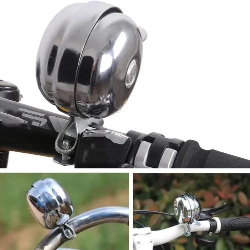 Vista 7 de Cool Chrome Rotary Metal de doble cara Clásico Vintage Bike Bell Road Mountain Triciclo Retro Bicicleta Manillar Bell Seguridad Ciclismo Anillo