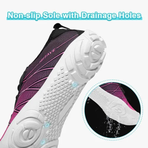 Vista 4 de HIITAVE Zapatos de agua antideslizantes, zapatos acuáticos descalzos, de secado rápido, ligeros con playa, río, piscina, para hombres y mujeres