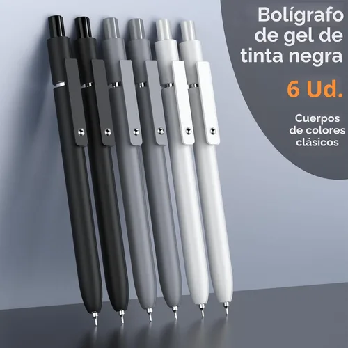 Vista 2 de ACEES 6 bolígrafos de tinta de gel negra, punta fina: 1/64 de pulgada, escritura uniforme, rápido secado, para diario, enfermera, oficina, colegio