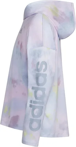 Vista 3 de adidas Girls' Long Sleeve Printed Curve Hem Hooded Tee