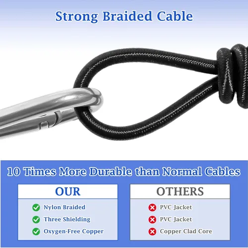 Vista 4 de Cable de micrófono XLR, cable DMX de 3 pines macho a hembra, cable blindado equilibrado para iluminación de escenario, micrófono, estación de radio
