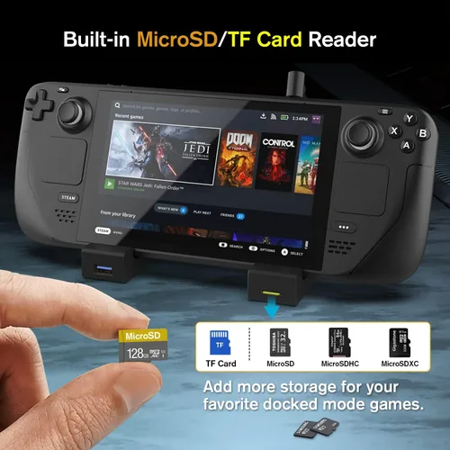Vista 4 de Nyko Base de alimentación para Steam Deck Base de plataforma de vapor 6 en 1 Base de alimentación USB-C de carga rápida 2 puertos USB 3.1