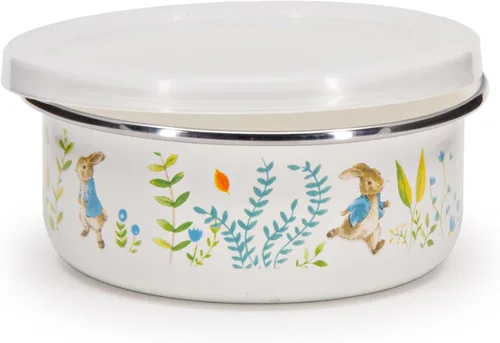 Vista 3 de Golden Rabbit Enamelware - Juego de 4-14oz Tazones de sopa (hojas de primavera)