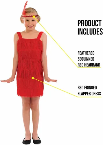 Vista 3 de fun shack Vestido rojo para niñas, disfraz de los años 20