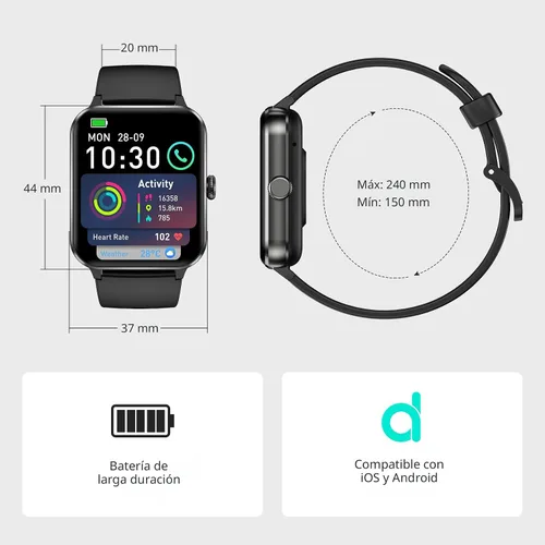 Vista 7 de Blackview 2026 Smart Watch (Answer/Make Calls), Fitness Watch for Men and Women with Heart Rate/SpO2/Sleep Monitor/2 Straps, 100+ Sports Modes, IP68