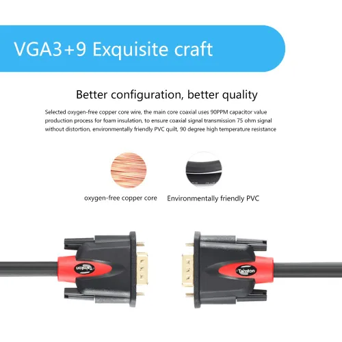 Vista 3 de Cable VGA a VGA HD15 para monitor con ferritas macho a macho-25 pies