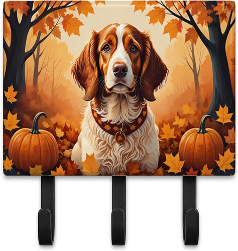 Vista 44 de Affenpinscher - Correa de otoño o llavero Affenpinscher Fall artwork on ceramic tile with three steel hooks for keys, leashes, towels