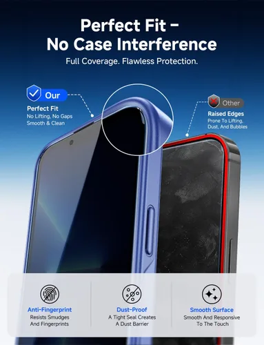 Vista 6 de MAGIC JOHN Paquete de 2 protectores de pantalla de vidrio de privacidad para iPhone 13 Pro Max/iPhone 14 Plus de 6.7 pulgadas, instalación