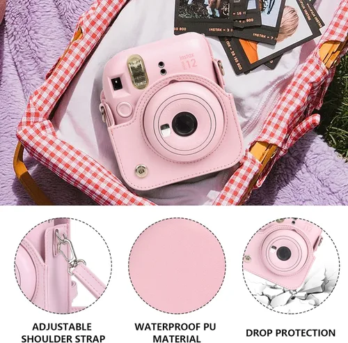 Vista 3 de CAIYOULE - Accesorios de cámara para Fujifilm Instax Mini 12, color rosa flor Blossom rosado