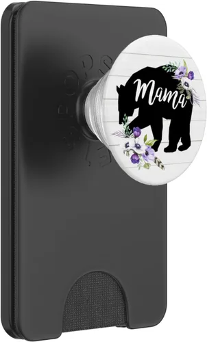 Vista 7 de Mama Bear - Agarre y soporte para teléfonos y tabletas con diseño floral en color morado