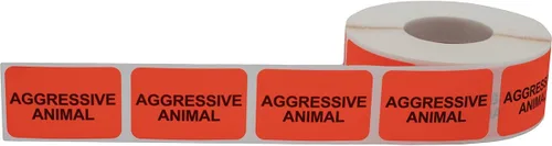 Vista 2 de Etiquetas veterinarias de animales agresivos de 1 x 1.5 pulgadas, 500 calcomanías en total