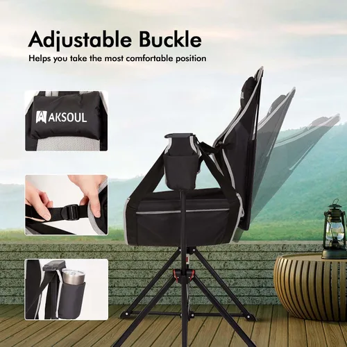 Vista 6 de AKSOUL Silla de camping hamaca columpio: sillas plegables y portátiles con bolsa de almacenamiento, capacidad de peso para adultos de 265 libras
