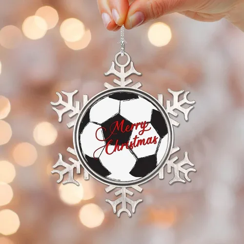 Vista 16 de Adornos de metal con diseño de copo de nieve para fanáticos de los deportes, talla única, adorno de Navidad, recuerdo de recuerdo para decoración