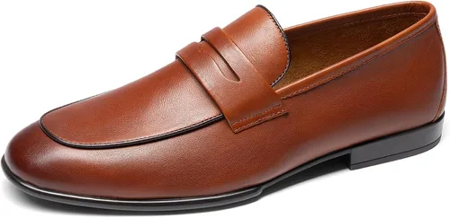 Vista 12 de Bruno Marc Mocasines Penny Mocasines de cuero de gamuza para hombre Negro
