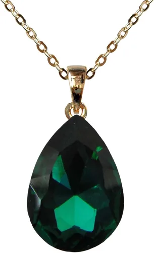 Vista 25 de Navachi Collar con colgante de circón en forma de pera con gota de agua chapada en oro de 18 quilates 16 "+2" Negro
