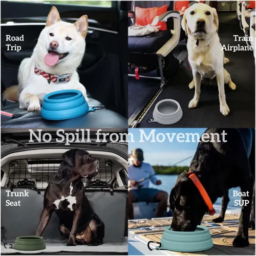 Vista 3 de OHMO Tazón de Agua para Perros Colapsable a Prueba de Derrames 24oz para Autos, Tazones Portátiles sin Salpicaduras para Viajes de Perros