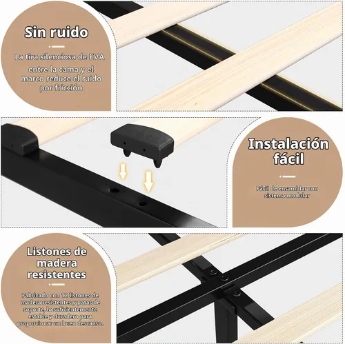Vista 6 de iPormis - Marco de cama de tamaño matrimonial con 4 cajones de almacenamiento, base de cama tapizada con estación de carga, cabecera de Beige