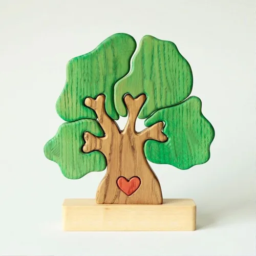 Vista 3 de Rompecabezas de madera familiar con diseño de animales de amor, rompecabezas de oso de madera, pieza decorativa de roble de madera personalizada
