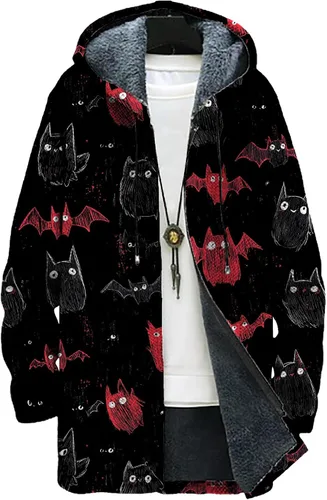 Vista 5 de Mens Hooded Cardigan Japanese Art Zip Up Long Sleeve Sweater Hoodie Dragon Print Coat with Pockets