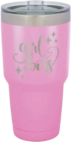 Vista 20 de GIRL BOSS - Vaso grabado con láser de acero con recubrimiento de polvo para viaje, sin BPA, para mantener tu bebida fría o caliente, idea de regalo
