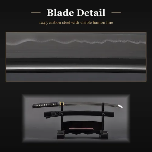 Vista 5 de Handmade Sword Espadas wakizashi samurai japonesas, prácticas, forjadas a mano, acero al carbono 1045/1095, templado calentado, espiga completa