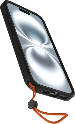 Vista 5 de OtterBox Sole Series - Carcasa para iPhone 16, color negro Funda protectora para iPhone con bordes de banda de rodadura, con bucle para el dedo