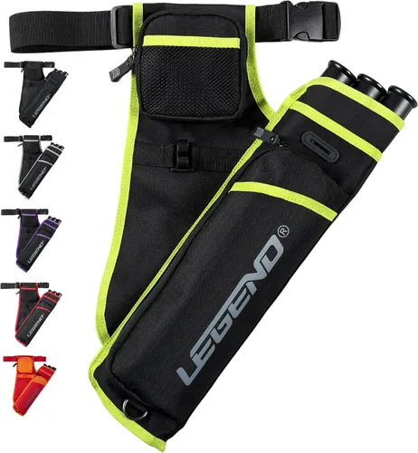 Vista 9 de LEGEND First Archery - Funda para flechas, carcaj de cadera con cinturón ajustable y 3 tubos de flecha, material de nailon duradero con ranura en T