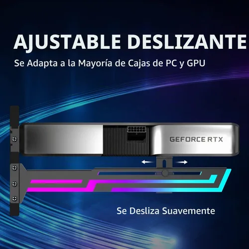 Vista 2 de Soporte de GPU ARGB, soporte de soporte de GPU, soporte de GPU direccionable de 5 V y 3 pines, soporte de GPU RGB de 5 V y 3 pines, soporte