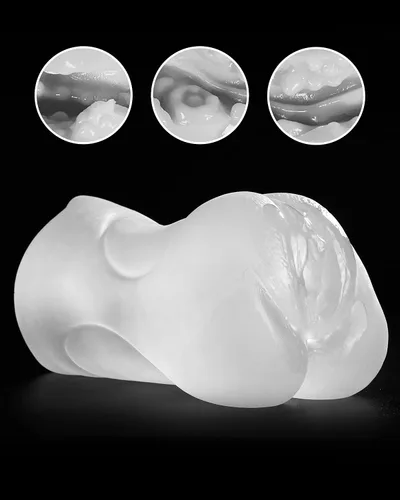 Vista 4 de Masturbador masculino 3 en 1 realista, coño de bolsillo y barra de secado, juguete sexual masculino de doble extremo, lengua en la boca, vagina