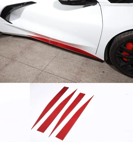 Vista 3 de Kit de calcomanías de fibra de carbono real 3D suave para decoración de falda lateral de puerta de automóvil, compatible con Corvette C8 Stingray