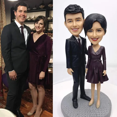Vista 2 de Coloves Figuras de Bobbleheads personalizadas de fotos 90% precisas, figura de Bobblehead personalizada, gran regalo para bodas, San Valentín
