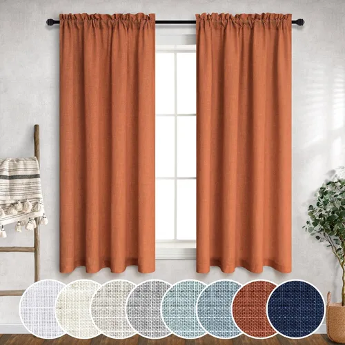 Vista 112 de Mrs.Naturall - Cortinas transparentes con bolsillo para barra de 36x63 pulgadas de lino mezclado negro