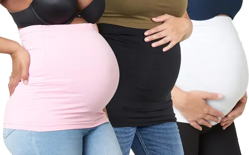 Vista 20 de Bandas para el vientre: disponibles en 8 tamaños y 7 colores. Extensor de camisa de maternidad y posparto, 3 paquetes para todas las etapas