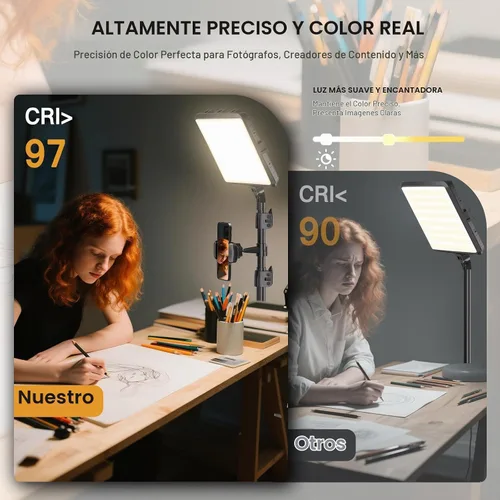 Vista 4 de NiceVeedi Iluminación de fotografía, luces de estudio regulables de 2800-6500K con trípode y soporte para teléfono, luz de video de 73 pulgadas
