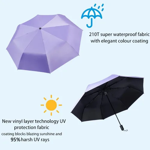 Vista 4 de NOOFORMER Paraguas compacto de viaje para sol y lluvia, ligero, pequeño, resistente al viento, impermeable, plegable, con 95% de protección UV