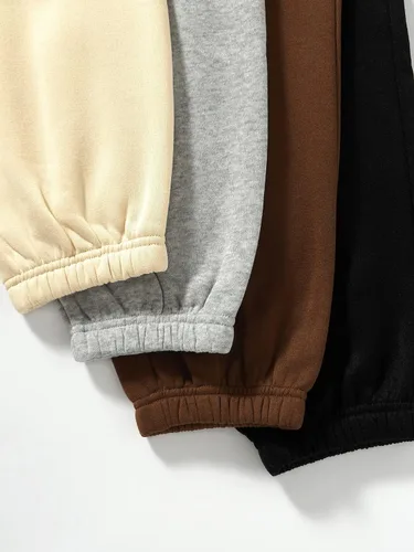 Vista 4 de SheIn Paquete de 4 pantalones deportivos de cintura elástica para mujer