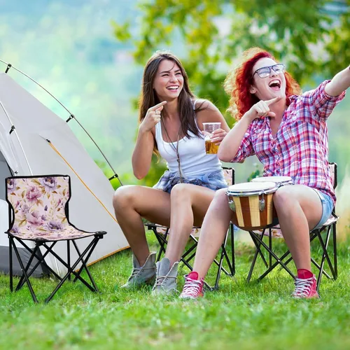 Vista 6 de Al aire libre plegable púrpura rosa flor camping sillas para adultos silla de camping portátil silla de césped ligero 202a6233