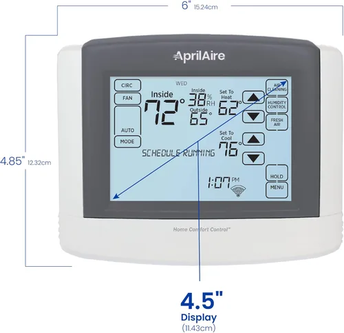 Vista 8 de AprilAire 8910W Termostato programable Wi-Fi de pantalla táctil con control IAQ; compatible con Amazon Alexa y Google Assistant