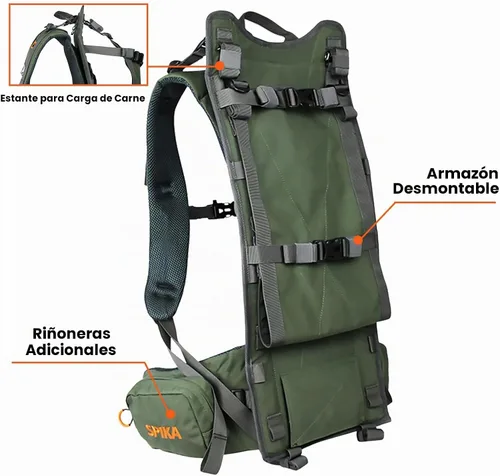 Vista 3 de SPIKA Mochila de caza con marco interno, mochila de senderismo impermeable para extensible, 40L + 80L + capacidad